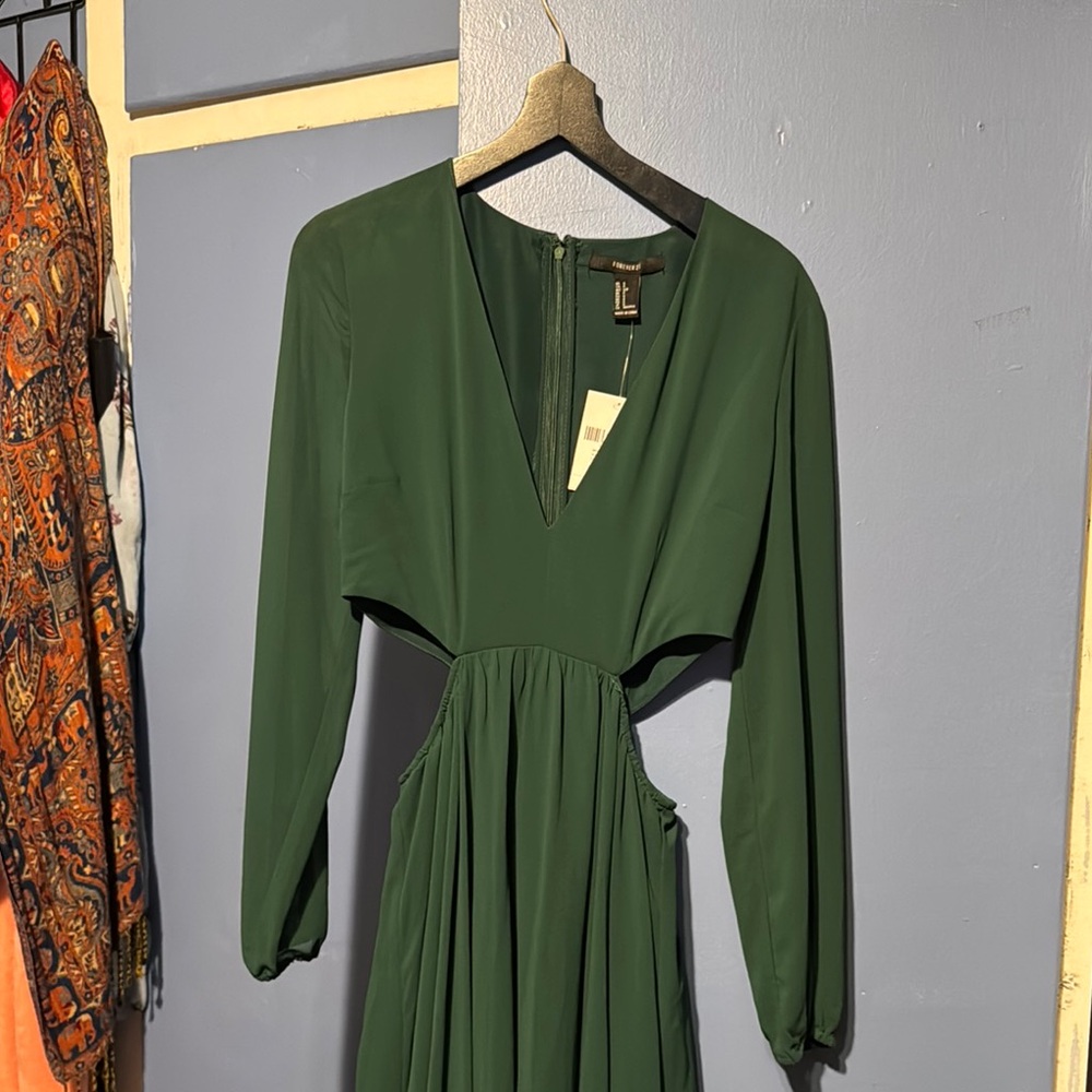 Forever 21 Deep Green Long Sleeve Dress